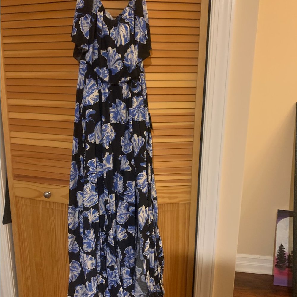 Love Boldly Black Floral Print Strapless Maxi Dress